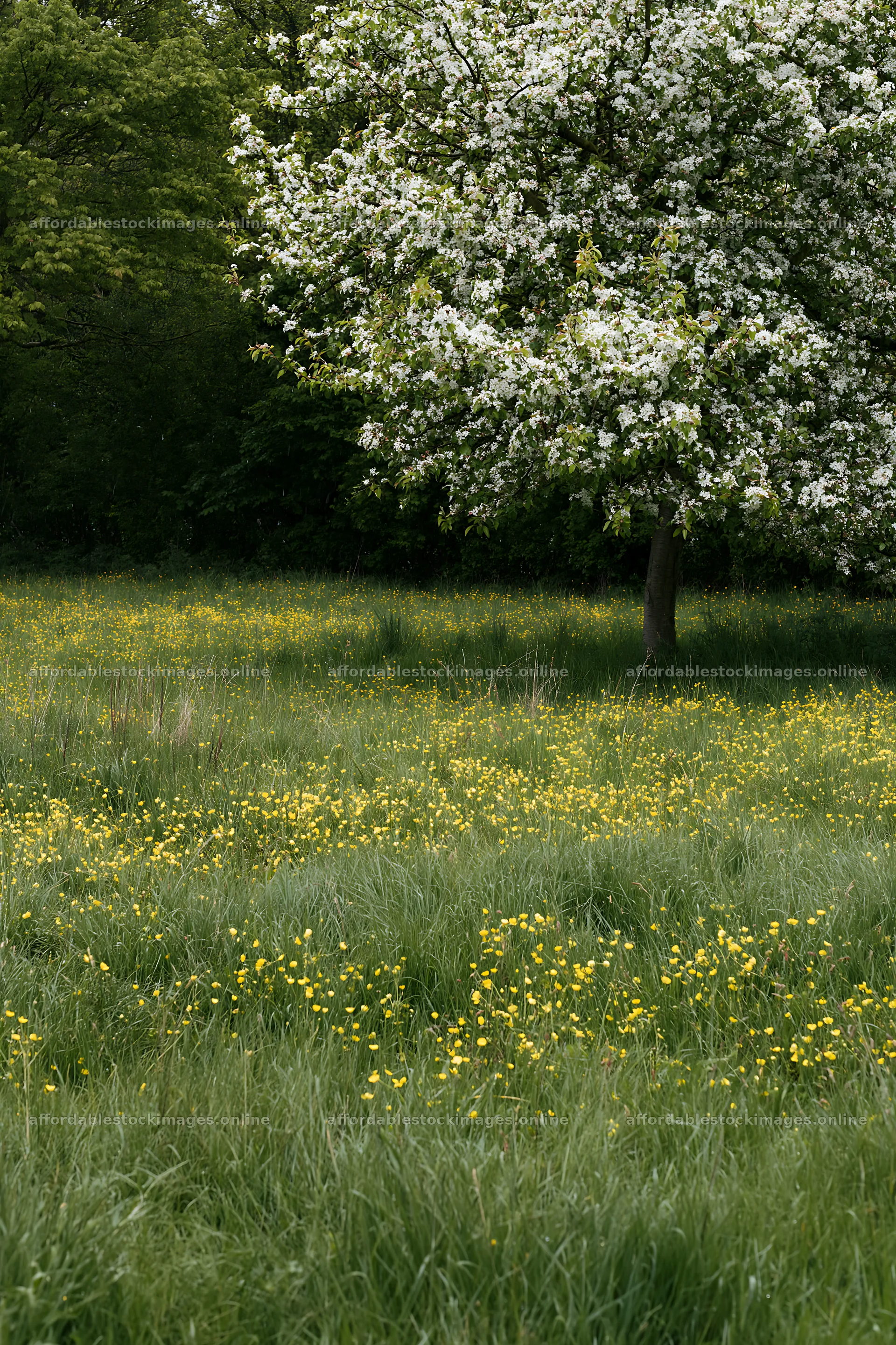 Spring orchard meadow with flowers and trees – stock images 6480x9722