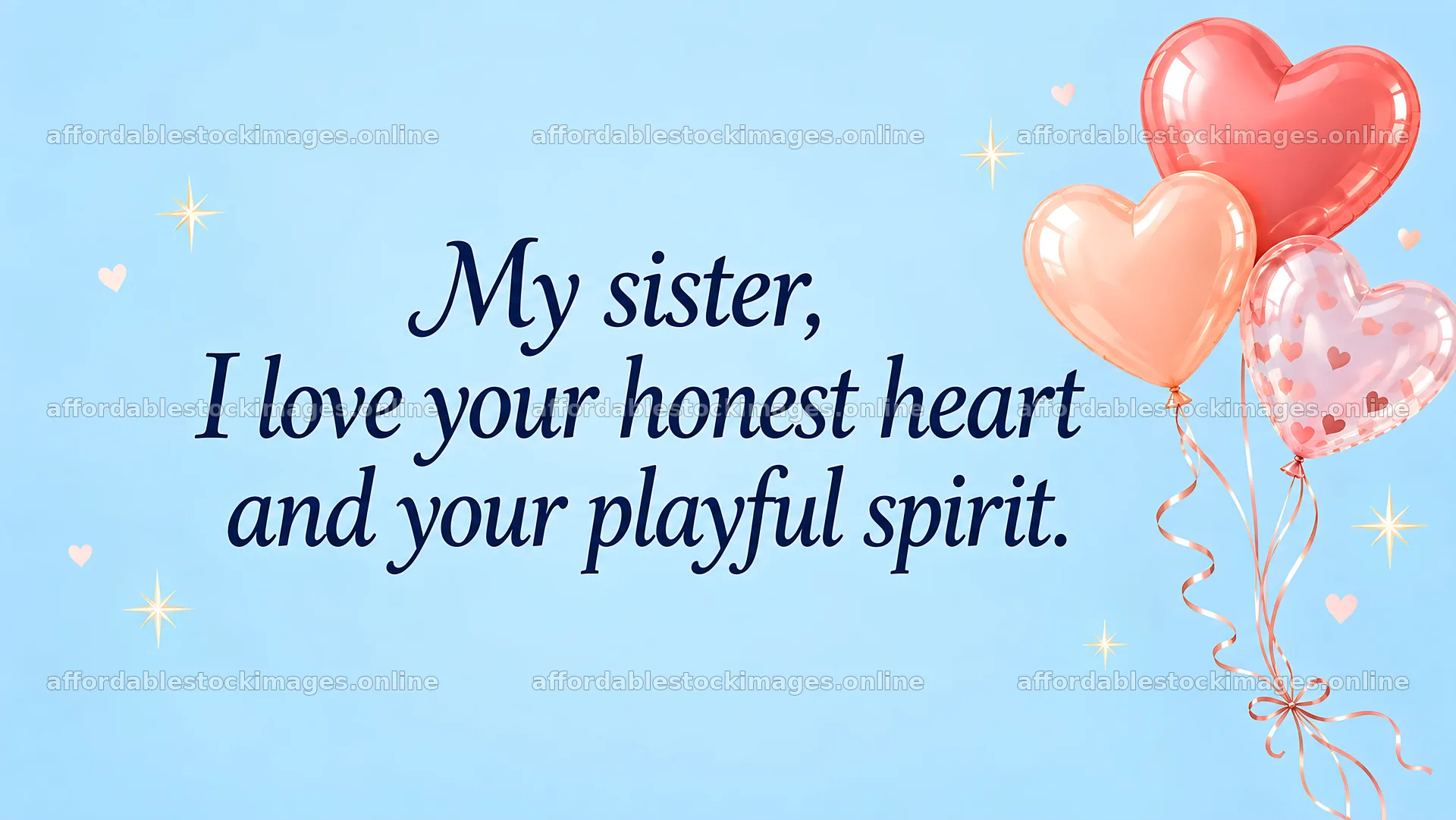 Heart Balloon Greeting for a Sister – stock images 10324x5812