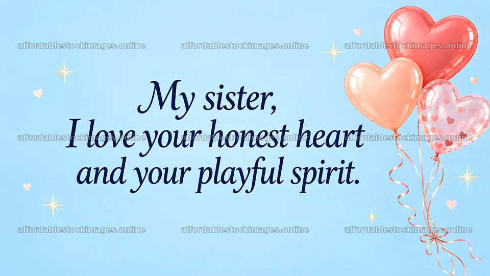 Heart Balloon Greeting for a Sister – stock images 10324x5812