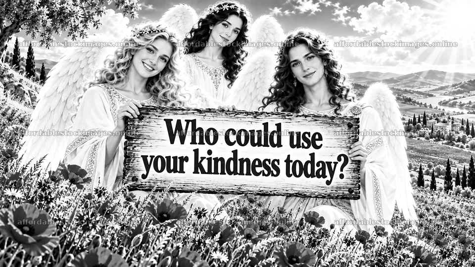 Jesus Christ welcomes acts of kindness in a joyful setting – stock images 10324x5812