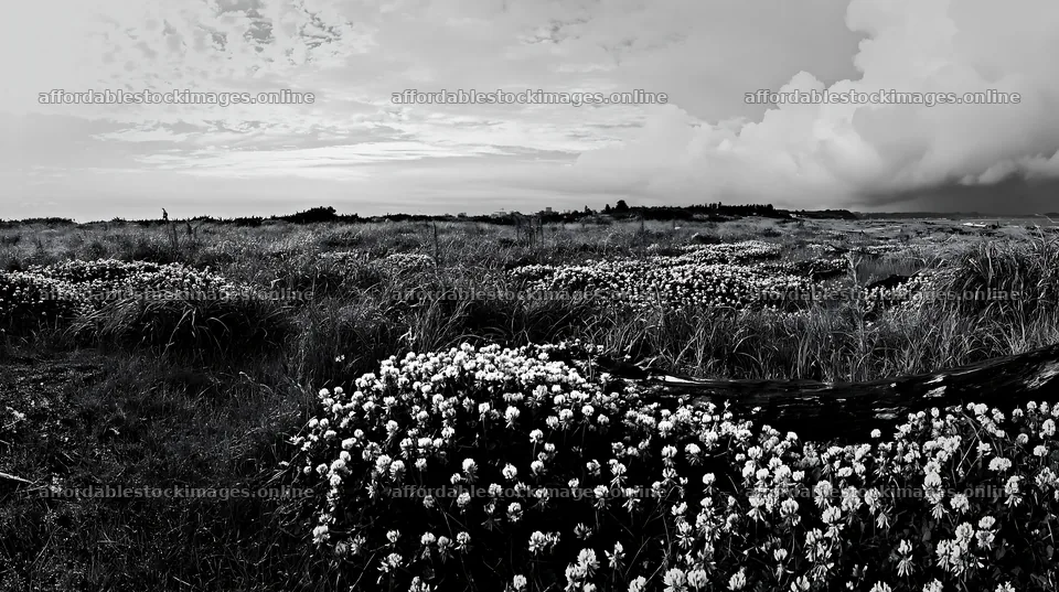 Chiba coastal climate meadow with driftwood in the foreground – stock images 10608x5938