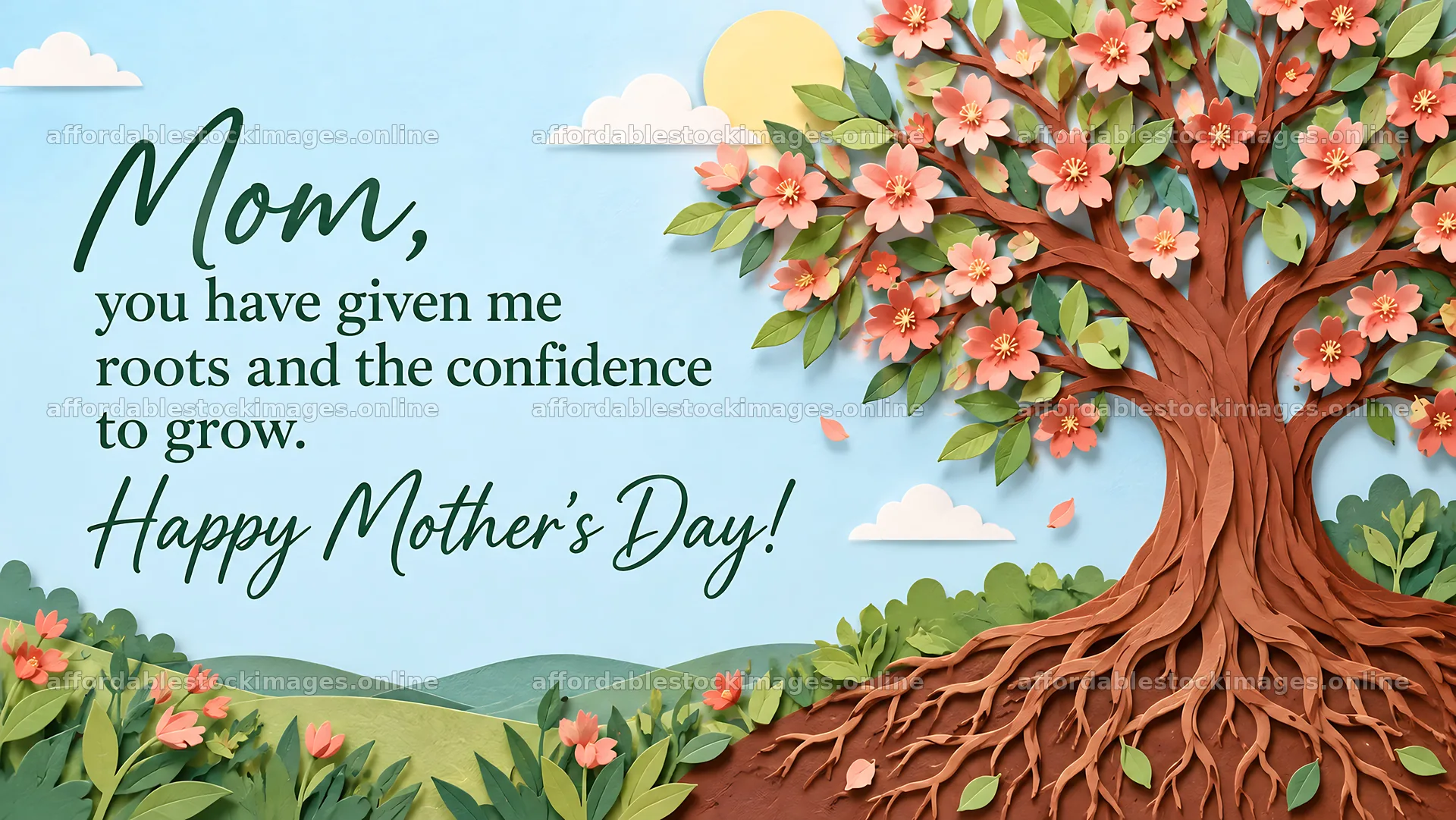 Mother's Day Greeting with a Flowering Tree – stock images 10324x5812