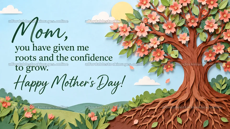 Mother's Day Greeting with a Flowering Tree – stock images 10324x5812