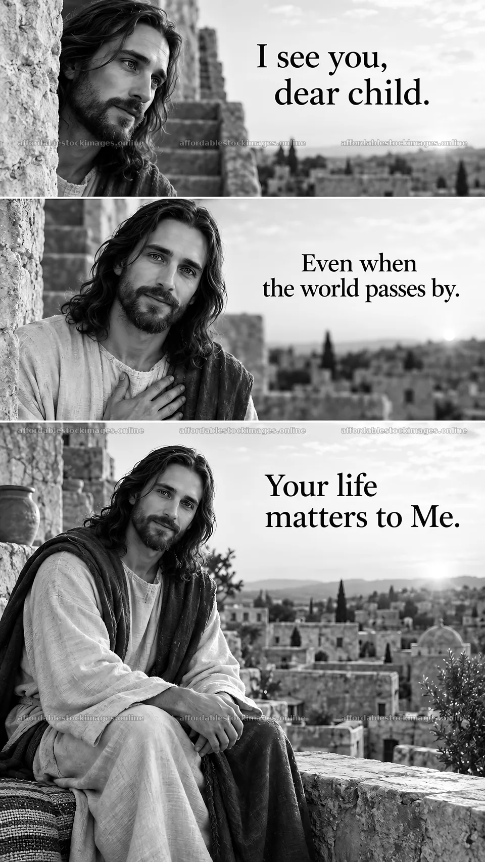 Jesus Christ shares words of comfort and assurance – stock images 5811x10326