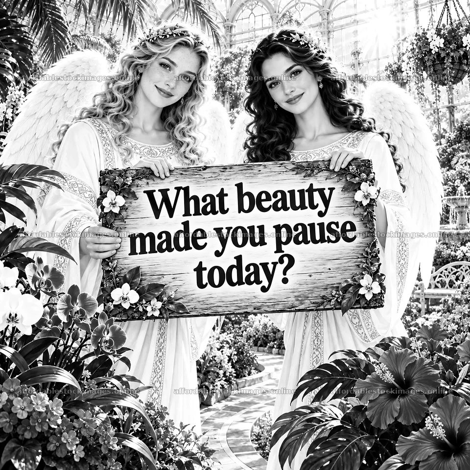 Jesus Christ with angels asking about beauty in nature – stock images 7746x7746