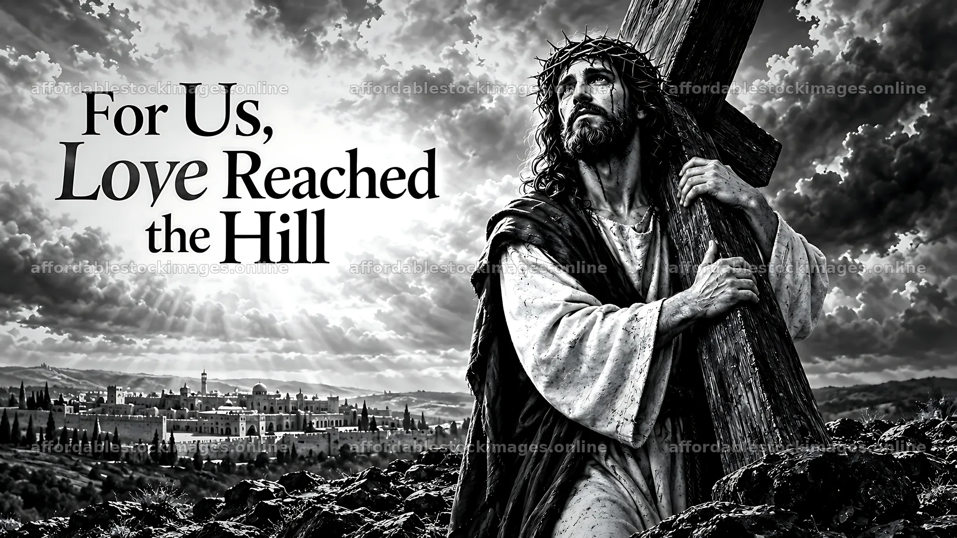 For us love reached the hill in a dramatic black and white scene – stock images 10580x5954