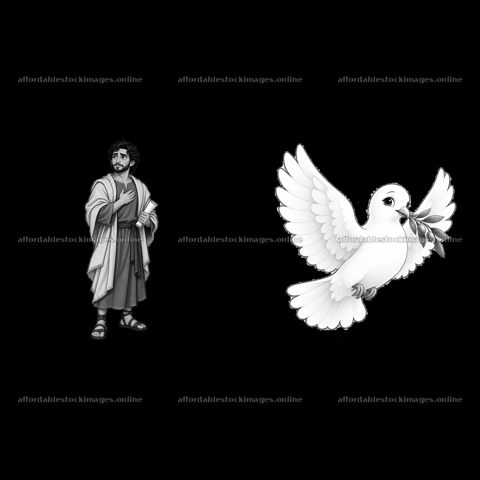 Jesus on the cross with a dove carrying an olive branch – stock images 7746x7746
