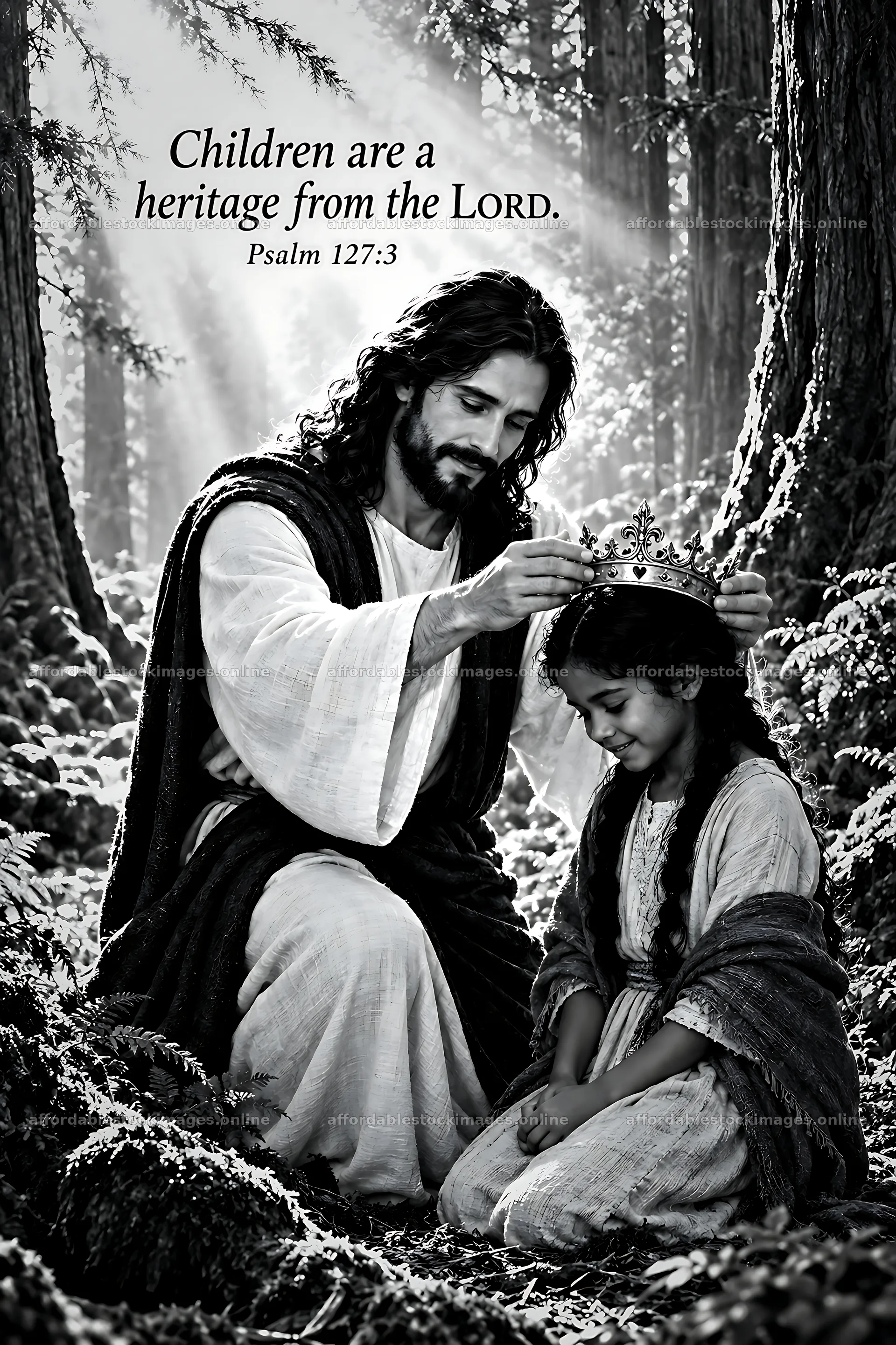Children's blessing among the cedar trees – stock images 6480x9722