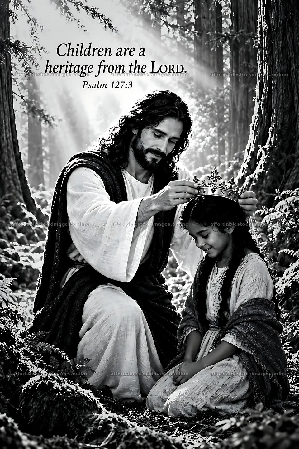 Children's blessing among the cedar trees – stock images 6480x9722