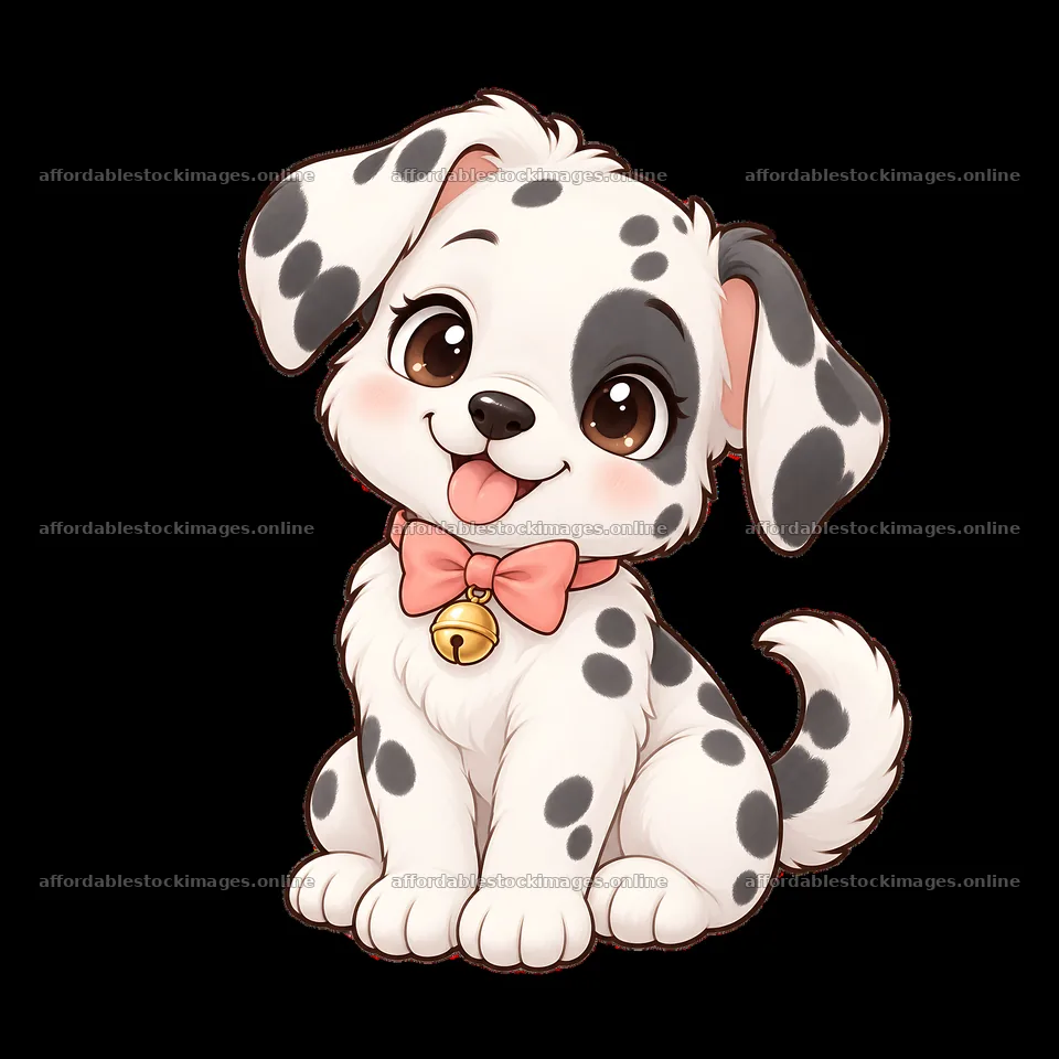 Cute dog with a bow tie and bell sitting happily – stock images 7746x7746