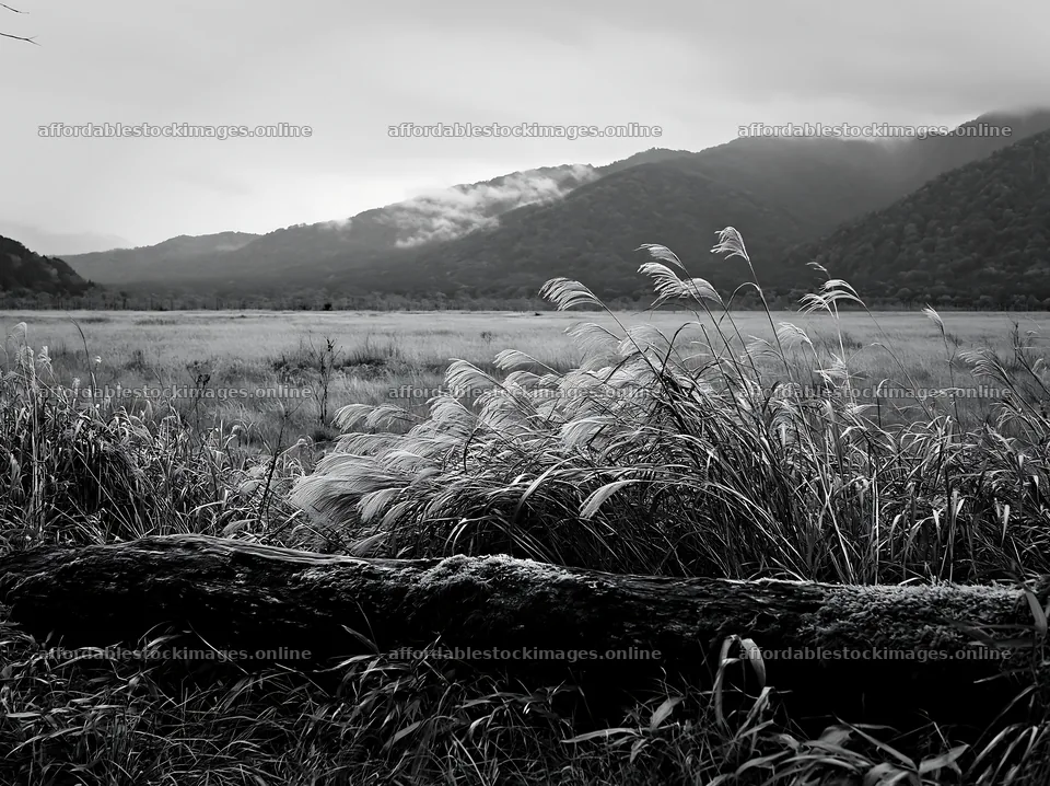 Gifu low carbon meadow mossy log near grassy field and mountains – stock images 9174x6866