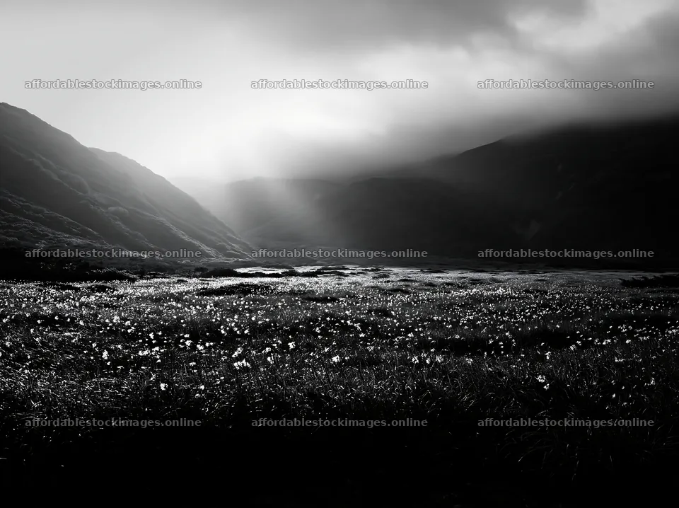 Akita snowmelt meadow with silver grasses under dramatic light – stock images 9174x6866