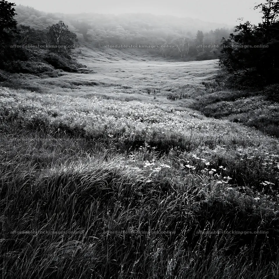 Expansive meadow in Hokkaido with dewdrops at sunrise – stock images 7938x7938