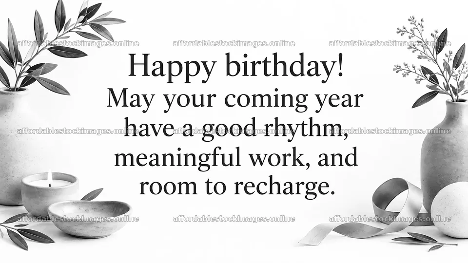 Monochrome Birthday Greeting with Still Life – stock images 10324x5812