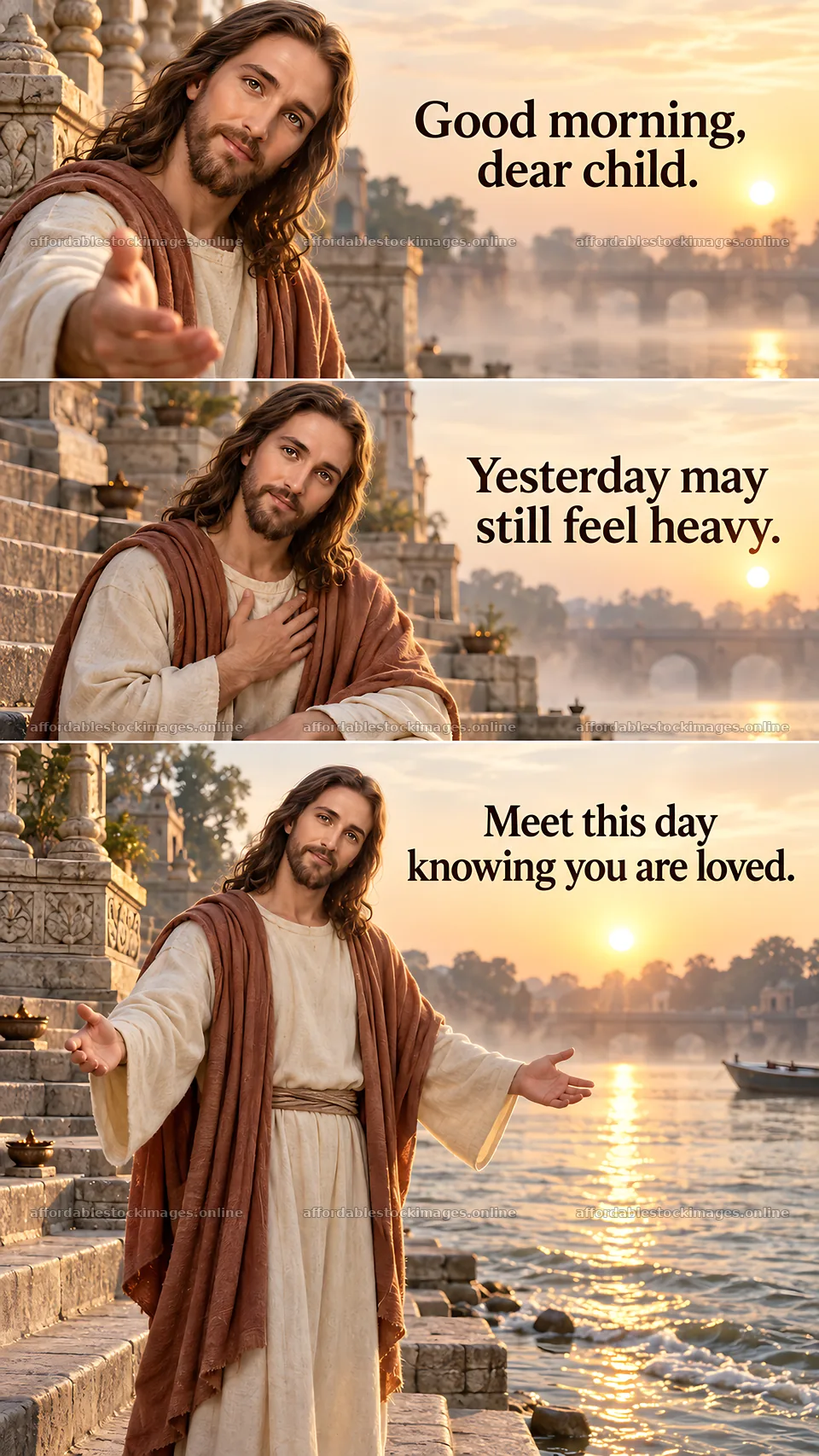 Jesus Christ comforting with words of hope and love – stock images 5811x10326