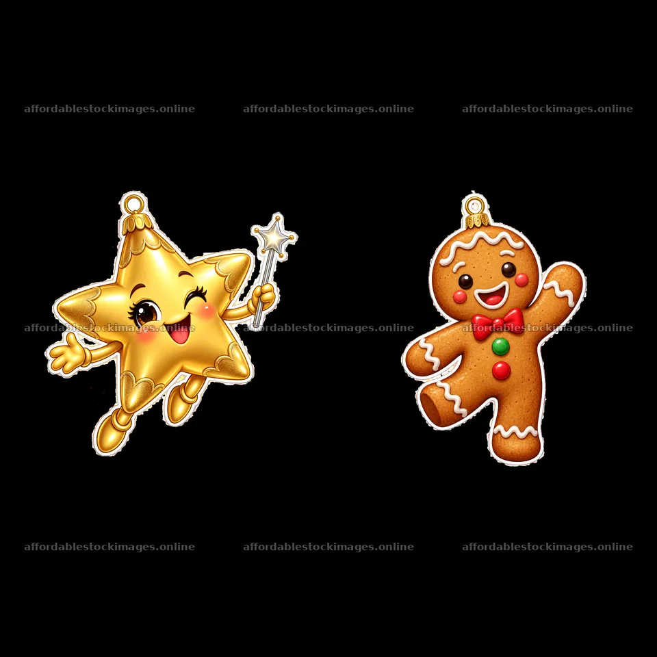 Two isolated cartoon figure stickers – stock images 7746x7746