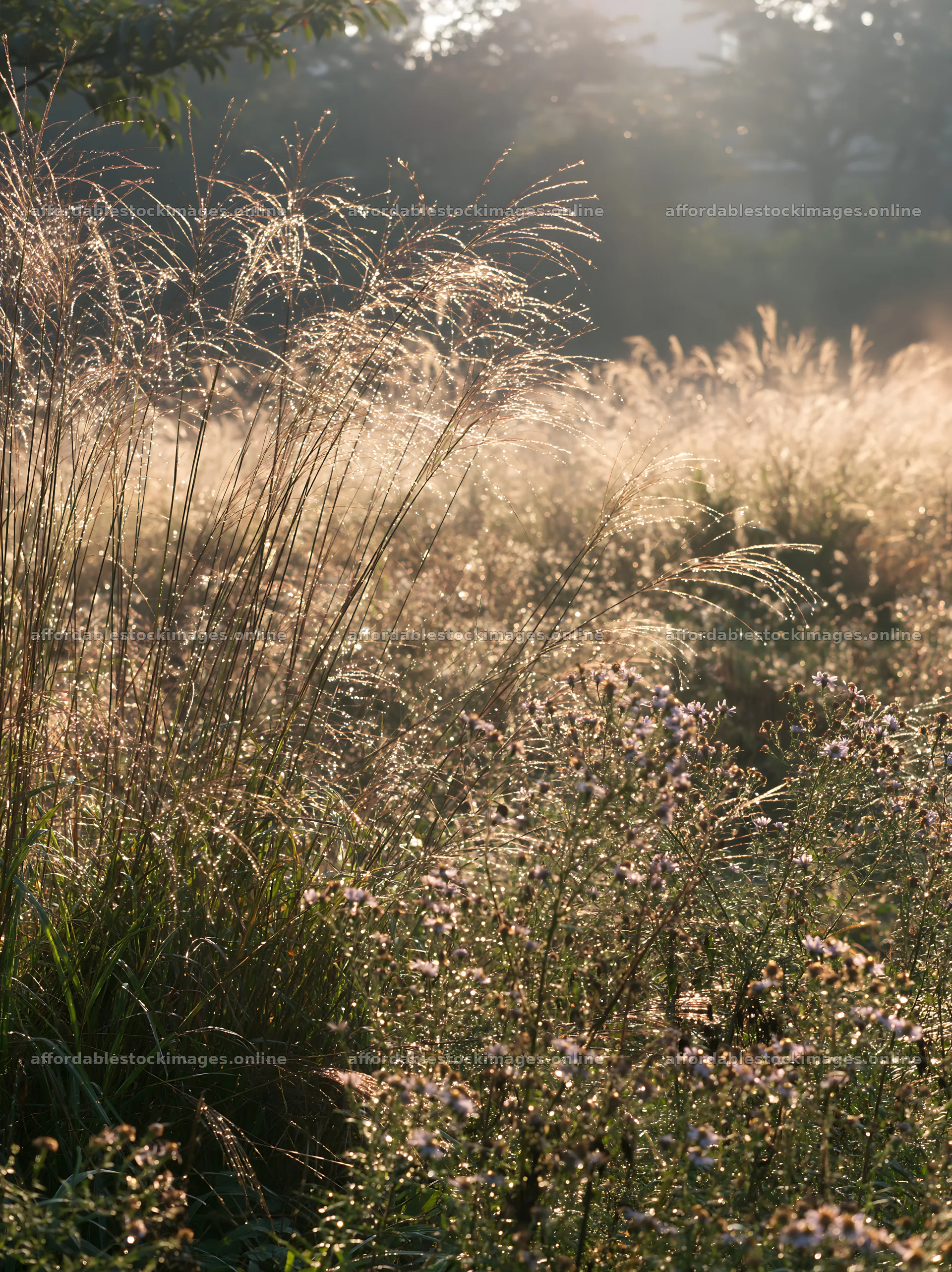 Tokyo urban biodiversity meadow with seedheads in sunlight – stock images 6866x9174