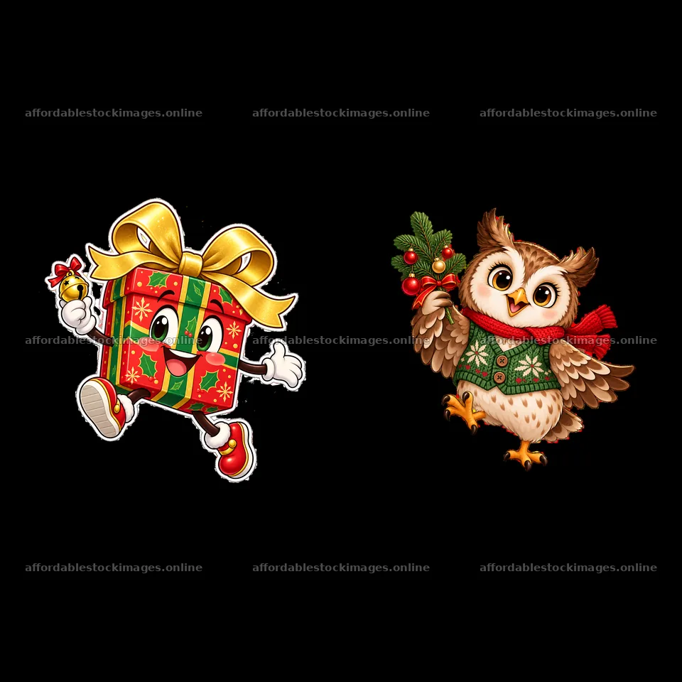Two isolated cartoon figure stickers – stock images 7746x7746