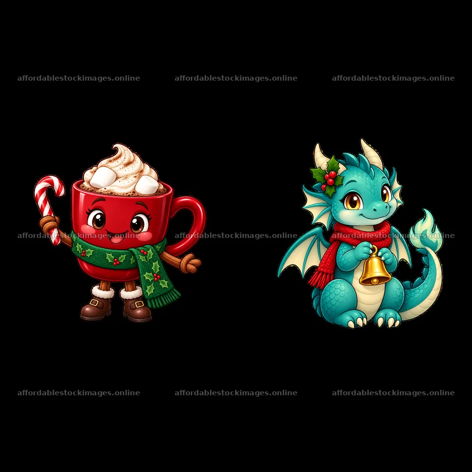 Two isolated cartoon figure stickers – stock images 7746x7746