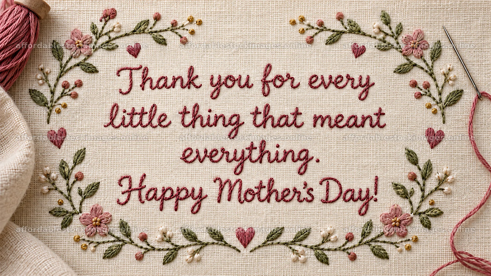 Embroidered Mother's Day Thank You Greeting – stock images 10324x5812
