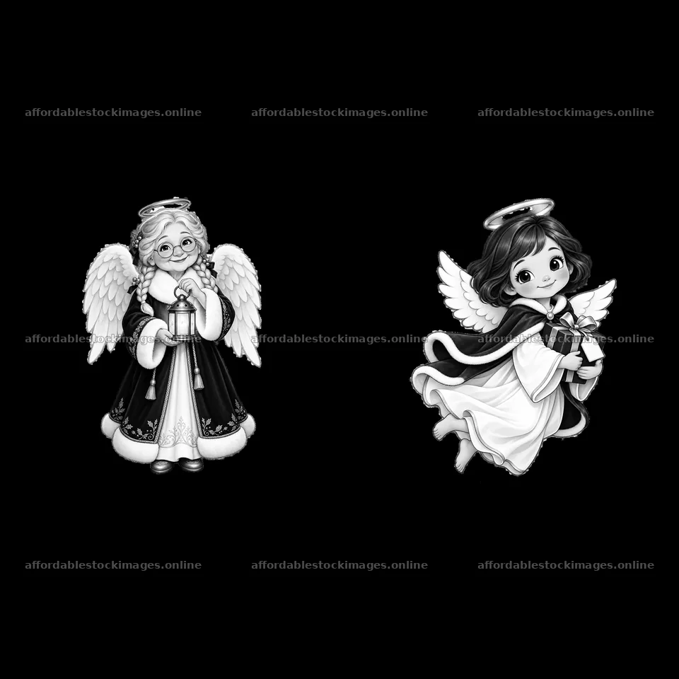 Cartoon angels holding gifts for Christmas celebration – stock images 7746x7746