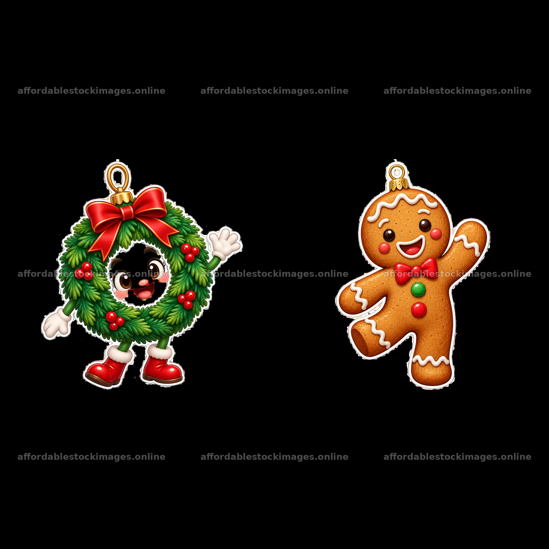 Two isolated cartoon figure stickers – stock images 7746x7746
