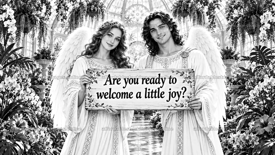 Jesus Christ welcomes joy in a beautiful garden setting – stock images 10324x5812