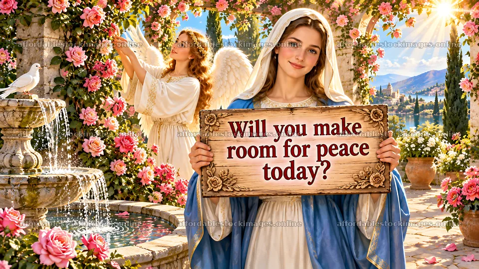 Jesus Christ sharing a message of peace in a garden setting – stock images 10324x5812