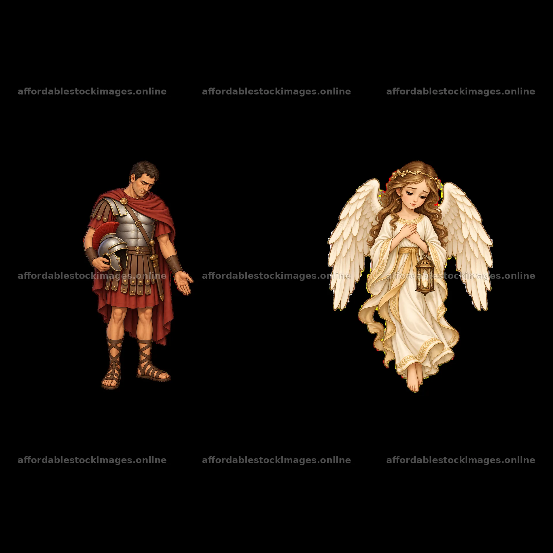 Jesus on the cross with soldier and angel illustration – stock images 7746x7746