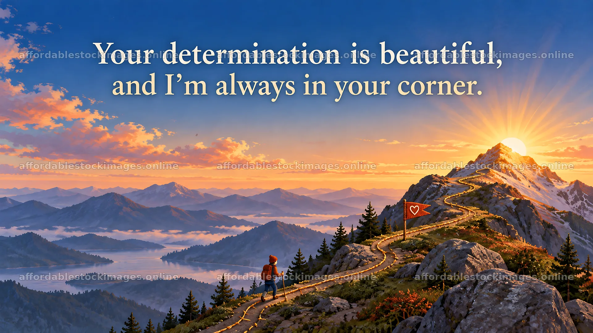 Determination and Love on a Mountain Trail – stock images 10324x5812