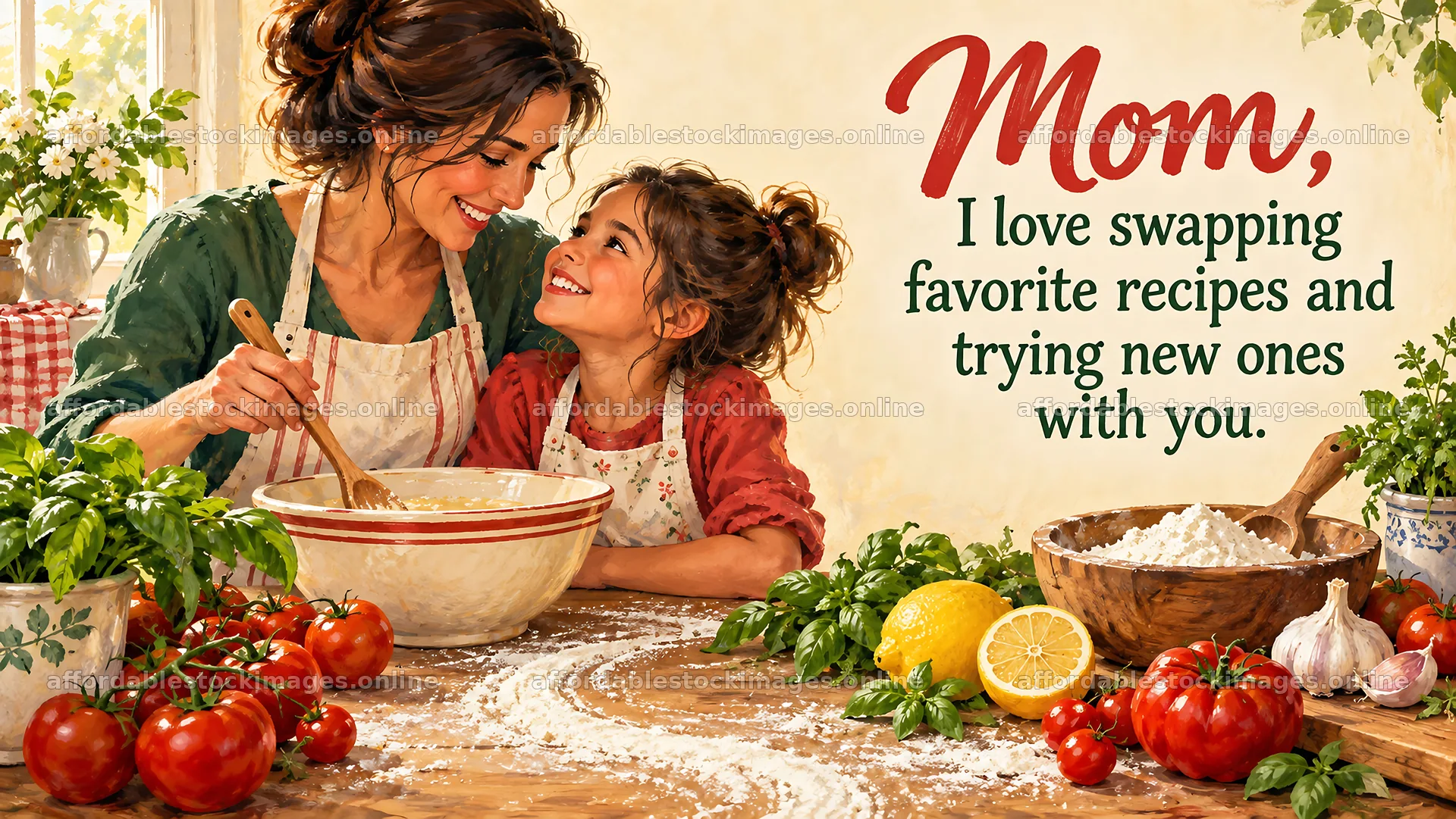Mother and daughter sharing recipes together – stock images 10324x5812