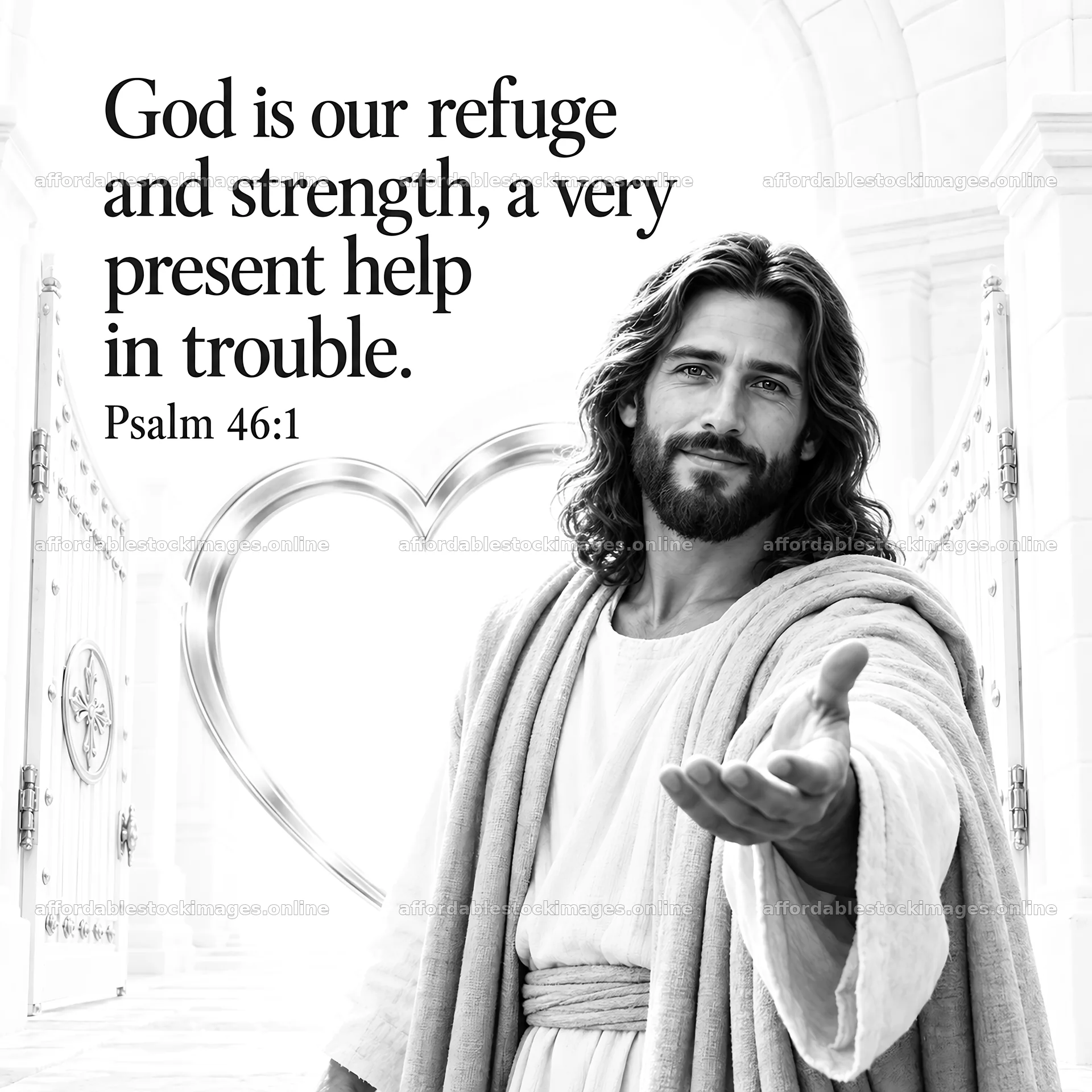 Jesus Christ reaching out as a source of strength and help – stock images 7746x7746