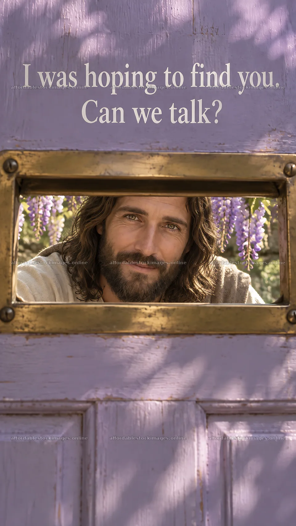 Jesus Christ at the door inviting conversation – stock images 5811x10326