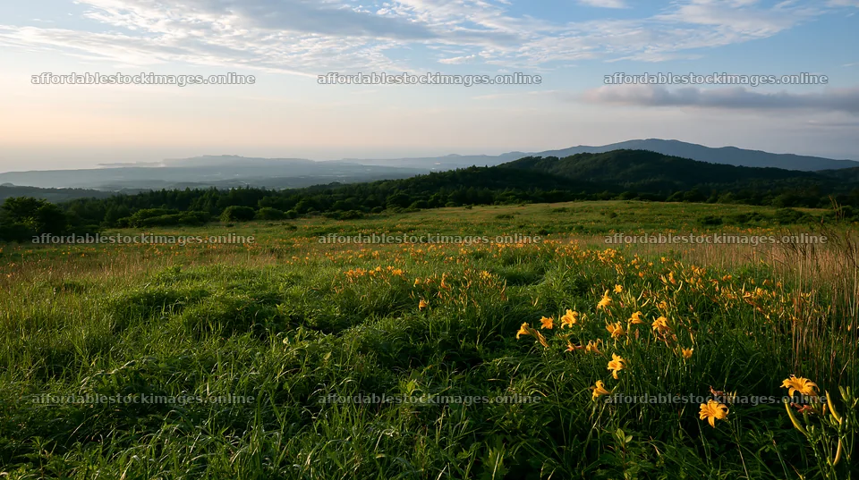 Iwate rain refreshed meadow seedhead foreground – stock images 10608x5938