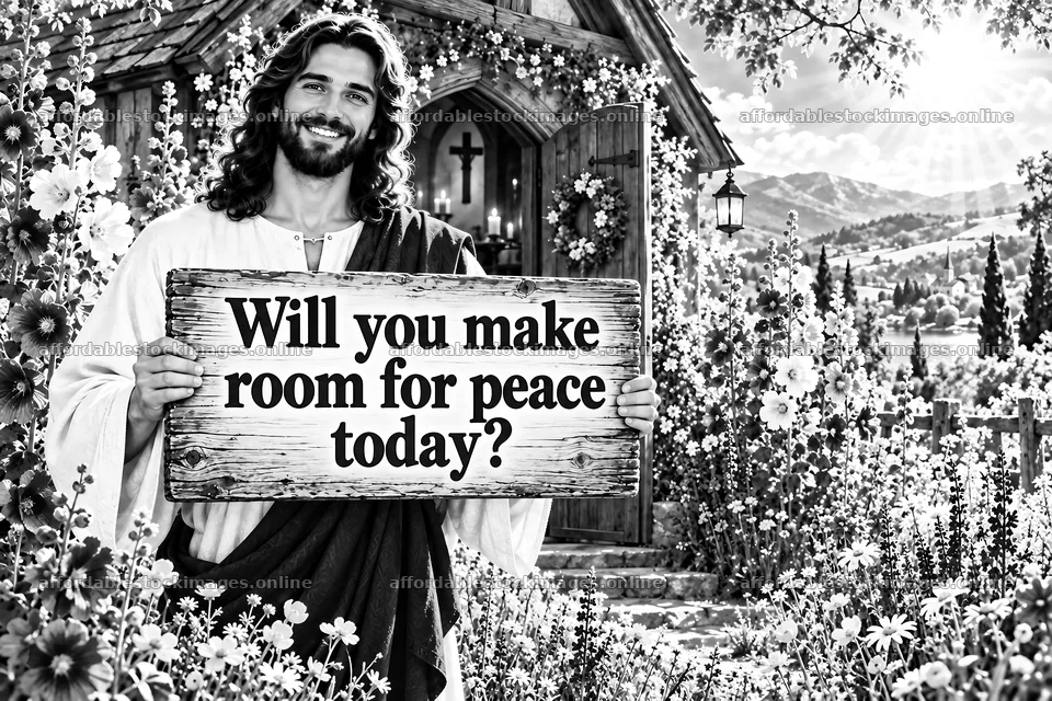 Jesus Christ invites you to make room for peace today – stock images 9487x6325