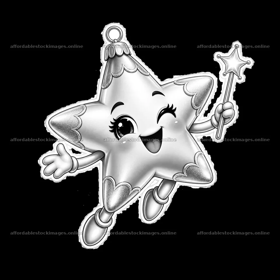 Monochrome Star with Wand Sticker – stock images 7746x7746