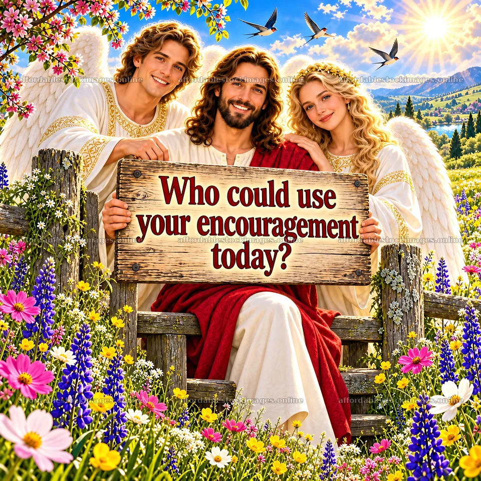 Jesus Christ sharing encouragement with two companions – stock images 7746x7746