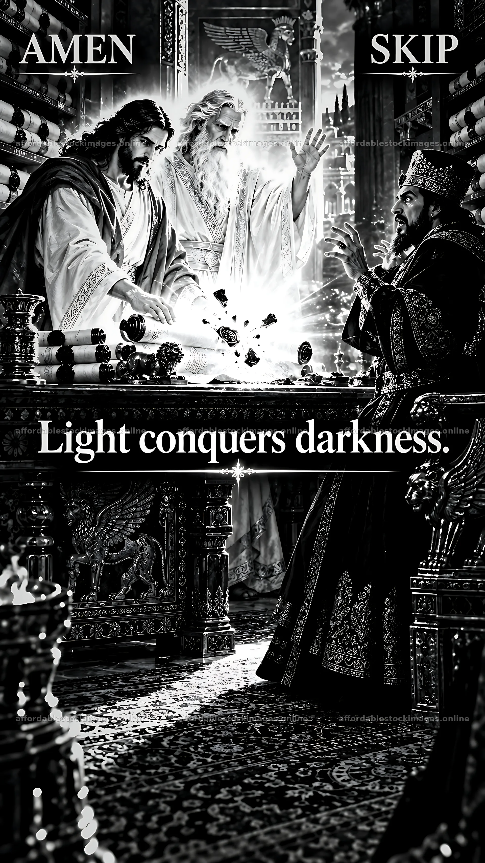 Jesus Christ teaches the power of light over darkness – stock images 5954x10580