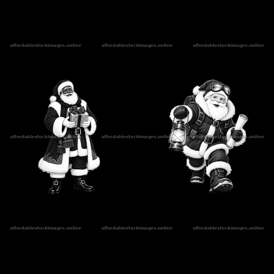 Monochrome two isolated cartoon figure stickers – stock images 7746x7746