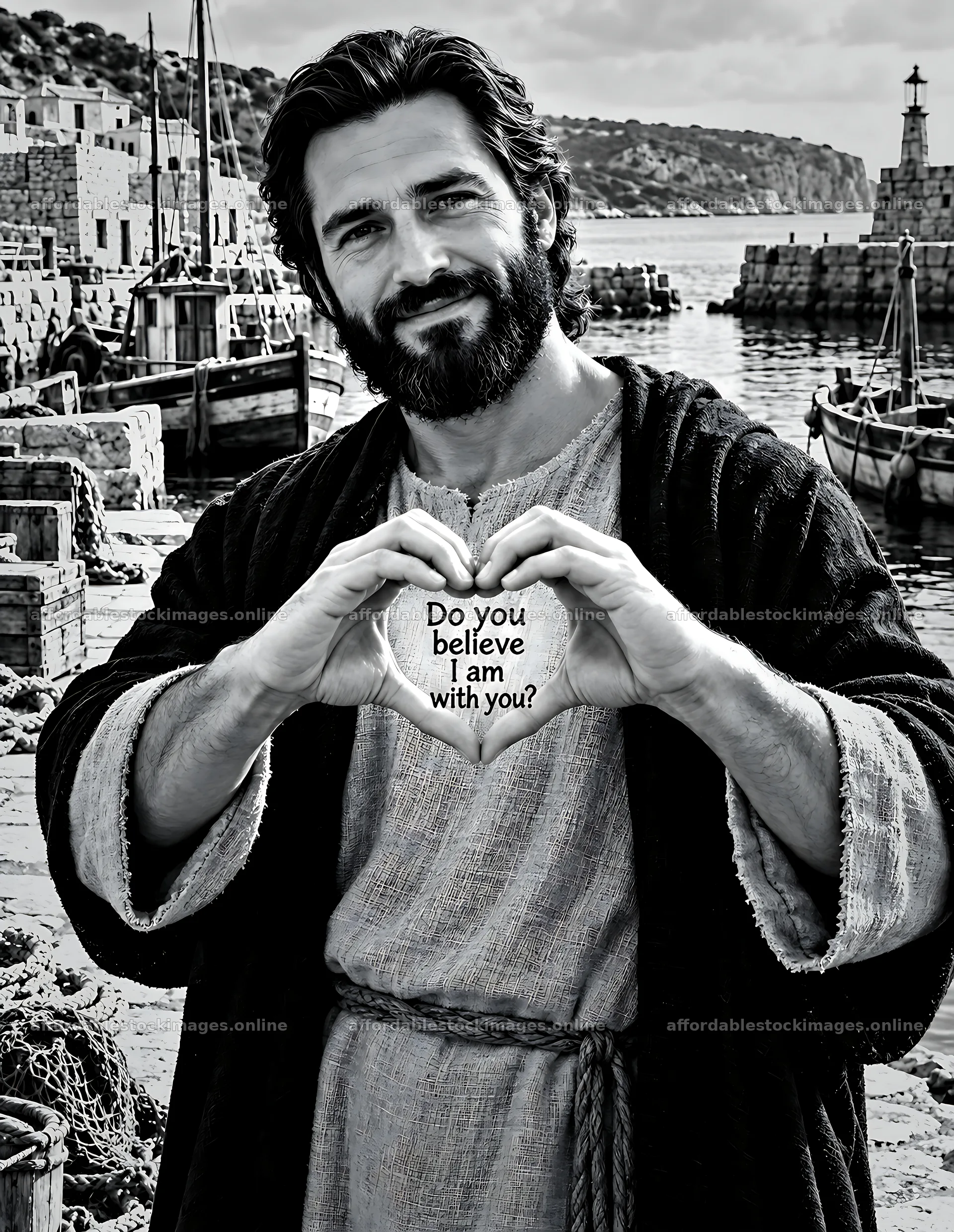 Man makes heart shape with hands at harbor – stock images 6986x9018