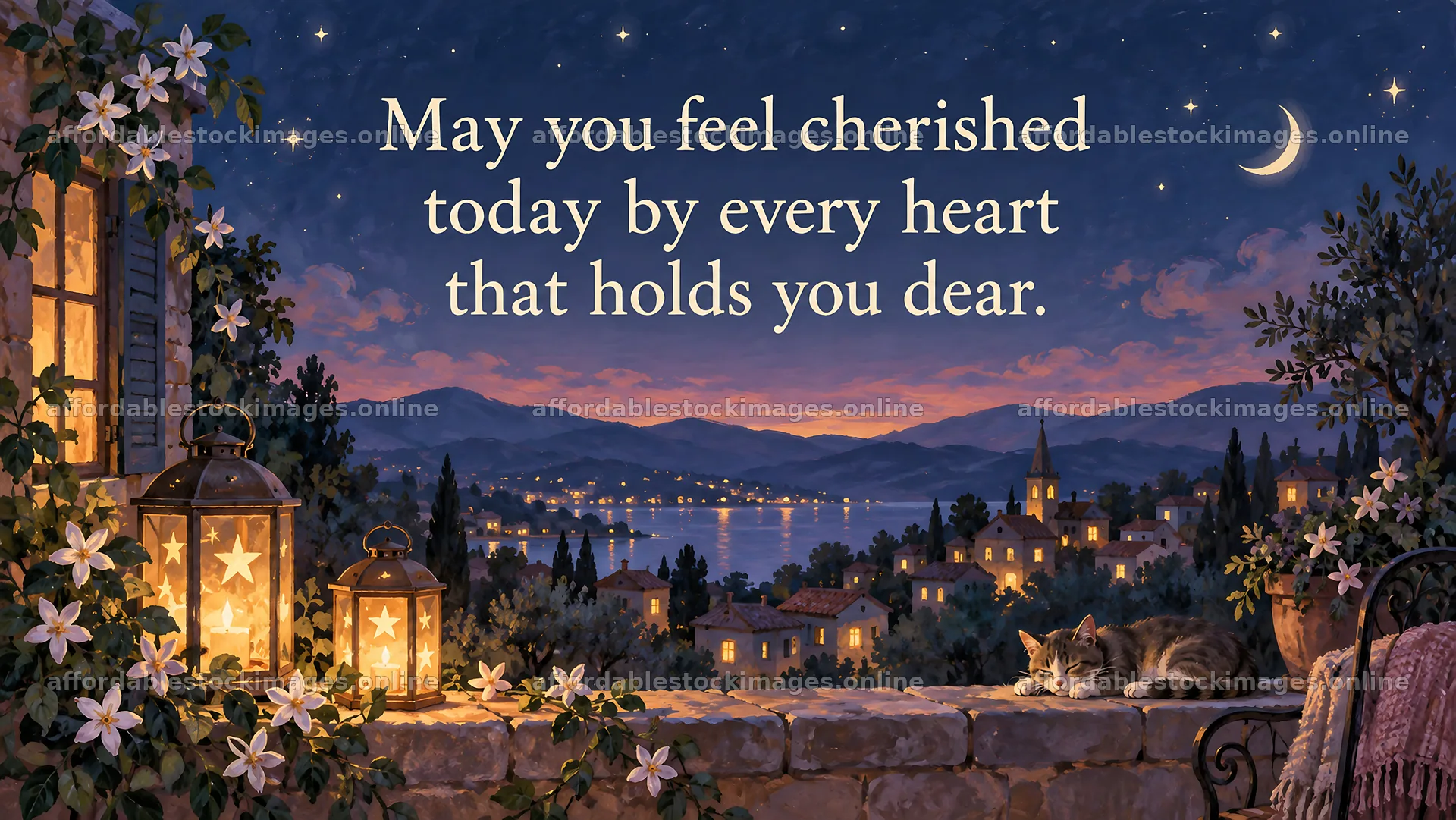 Cherished Birthday Greeting Under a Starry Sky – stock images 10324x5812