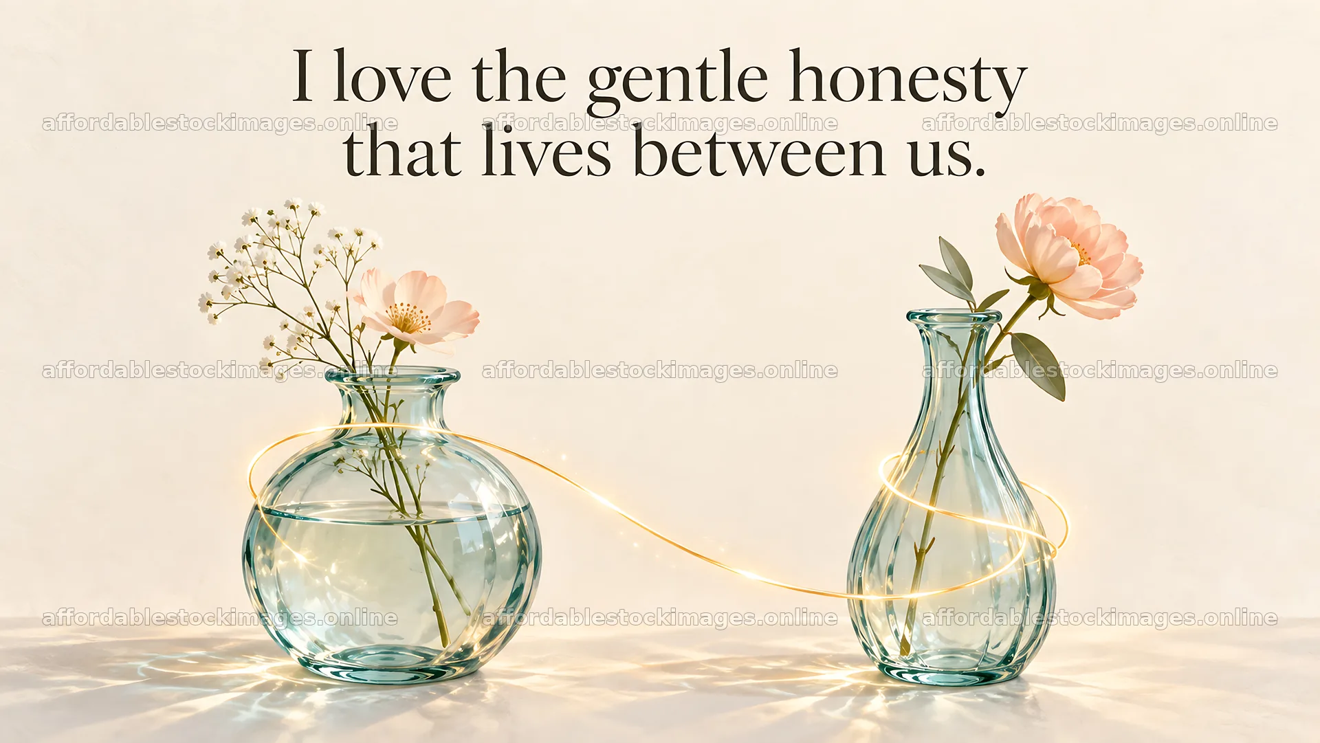 Love and Gentle Honesty Greeting with Flowers – stock images 10324x5812