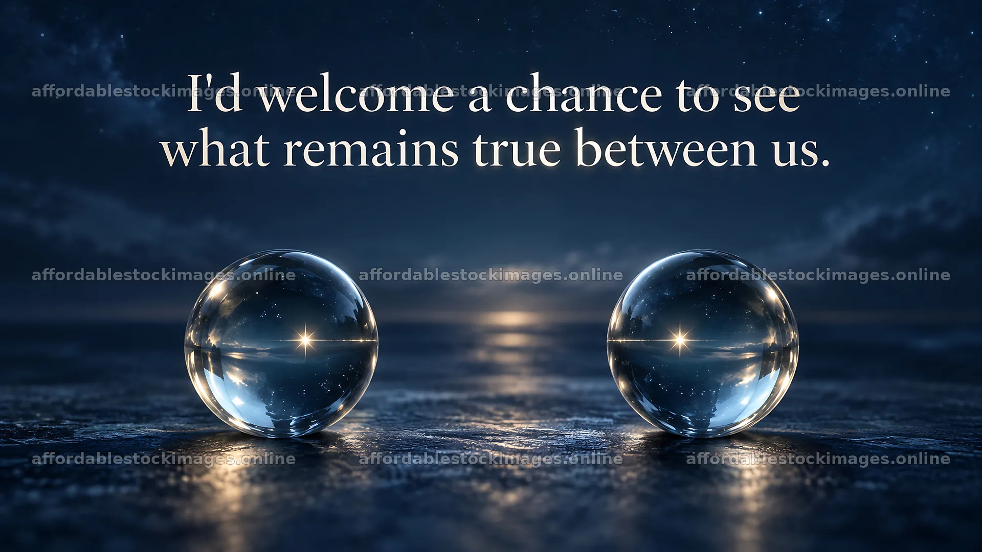 Heartfelt Reconnection Greeting with Glass Orbs – stock images 10324x5812