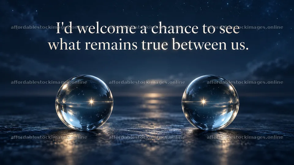 Heartfelt Reconnection Greeting with Glass Orbs – stock images 10324x5812