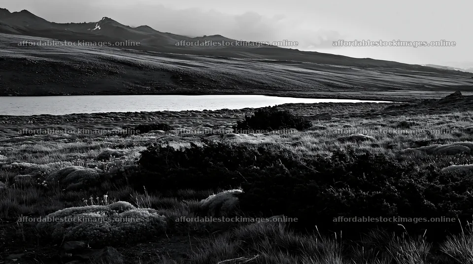 Regenerative meadow landscape with lake and mountains – stock images 10608x5938