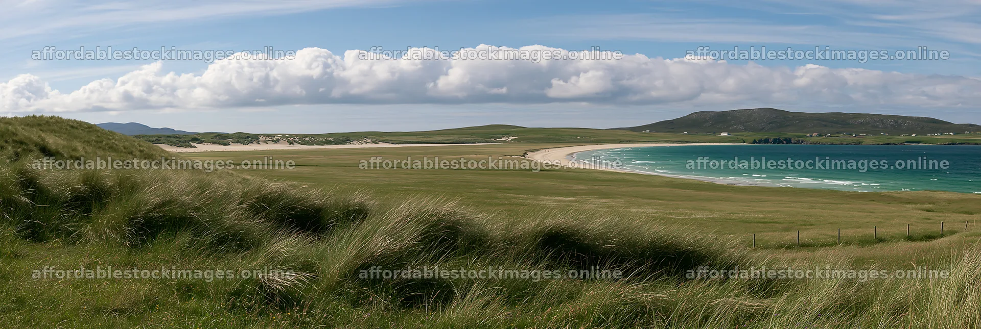 Machair beach meadow on a sunny day near the coast – stock images 13690x4602