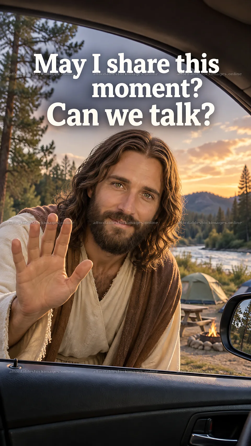 Jesus Christ offering a moment of connection – stock images 5811x10326