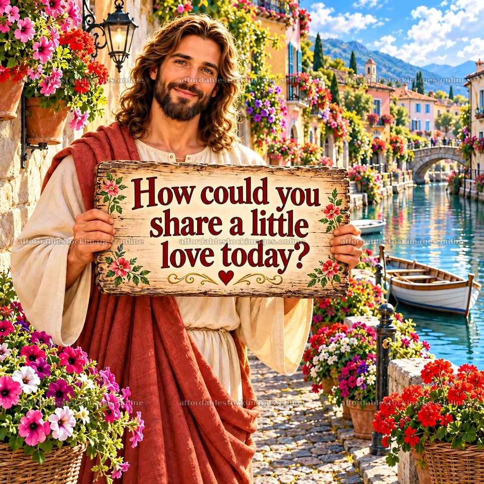 Jesus Christ welcomes and encourages sharing love – stock images 7746x7746