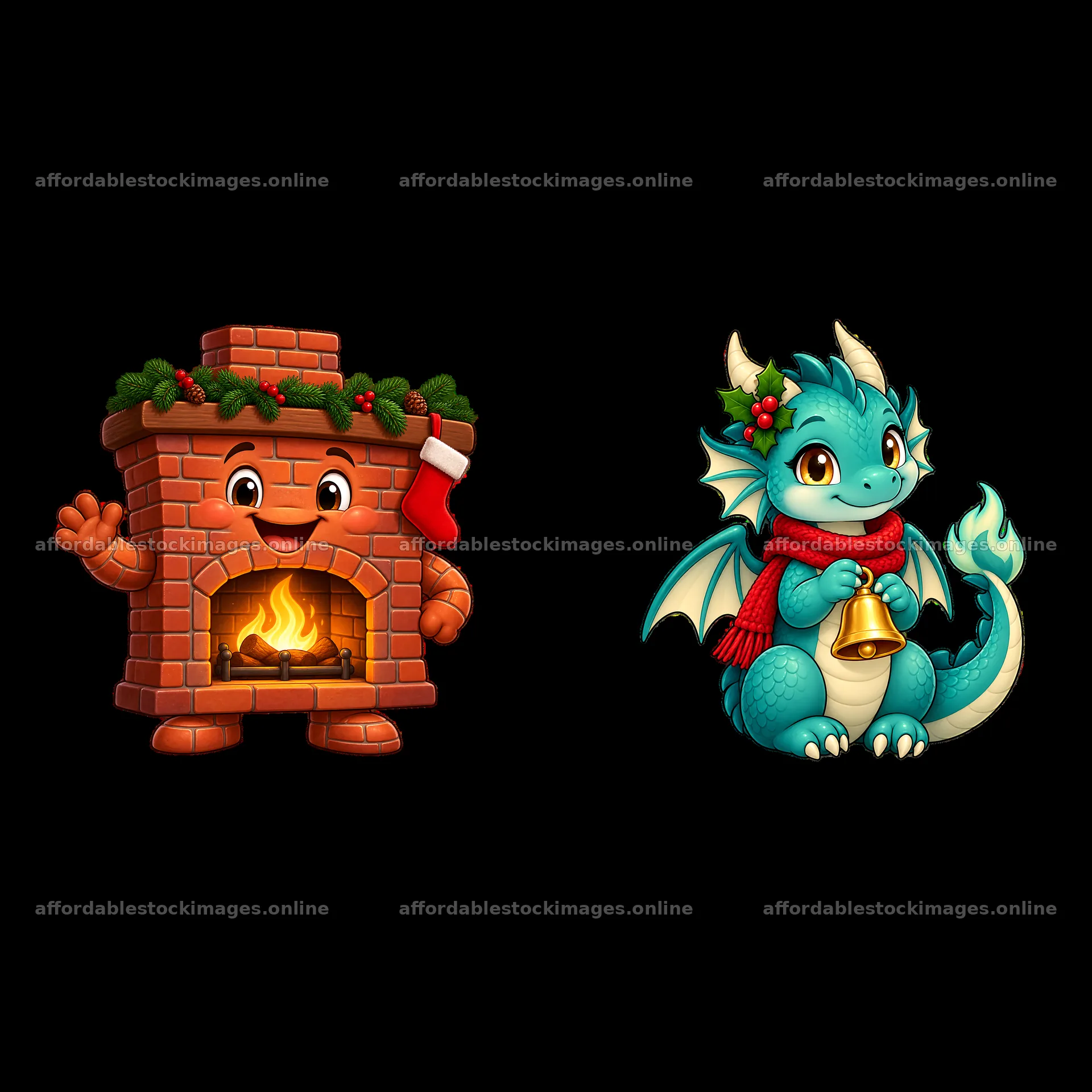 Two isolated cartoon figure stickers – stock images 7746x7746