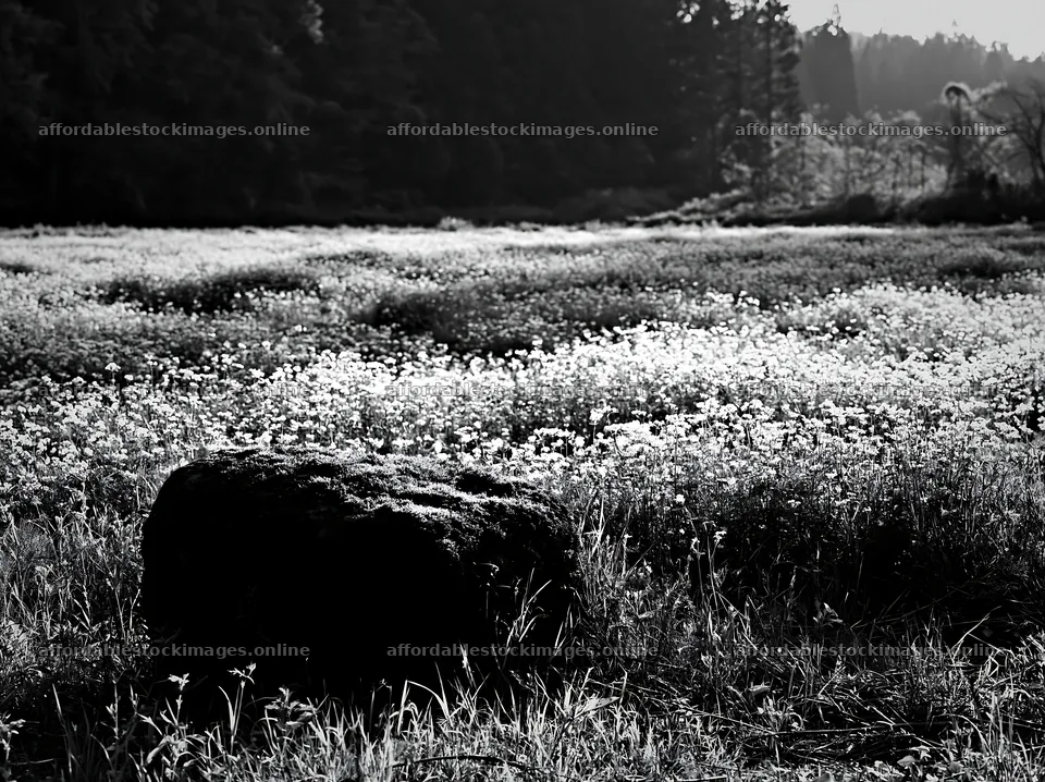 Miyagi spring recovery meadow mossy stone in a green field – stock images 9174x6866